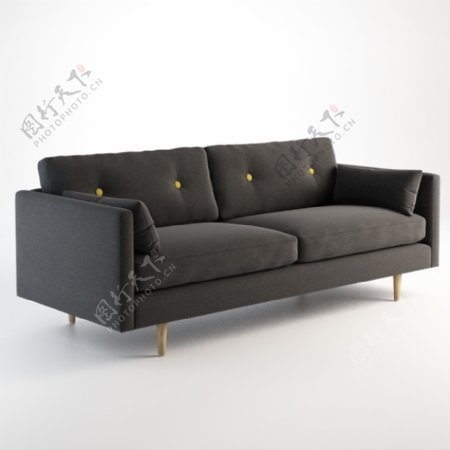 黑色简约双人沙发3d模型