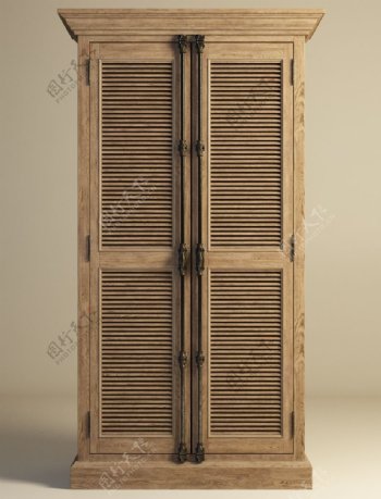 传统木质衣柜模型