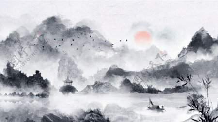 唯美手绘中国水墨画成语故事11月插画