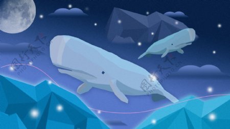 深海遇鲸插画