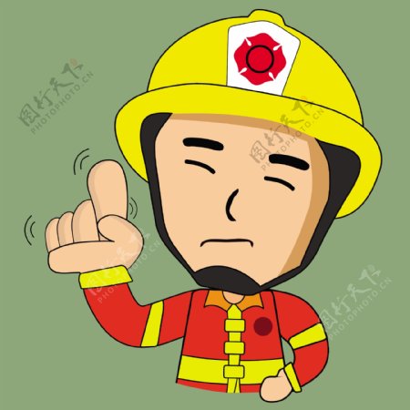 卡通手指消防员矢量素材