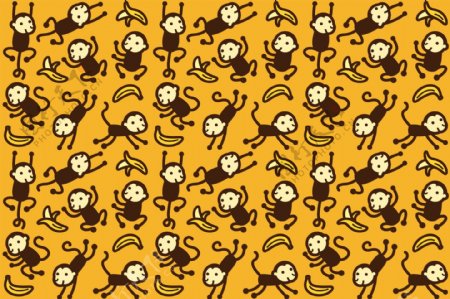 黄色小猴子花纹背景图