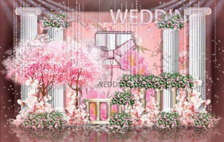 粉白色系香水系列婚礼效果图