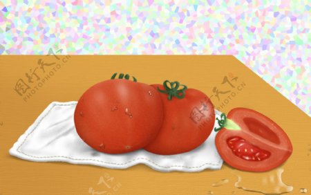 手绘西红柿原创插画素材