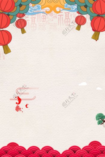 彩绘中国风新年主题背景设计