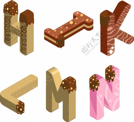 数字原创立体大写字母汤锅色巧克力可爱卡通