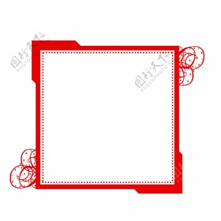 红色花纹正方形中国风边框素材可商用