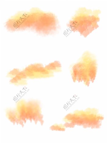 原创真实云珊瑚红夕阳云朵装饰设计元素