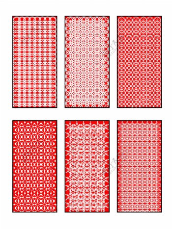 红色中国传统窗花剪纸线条元素