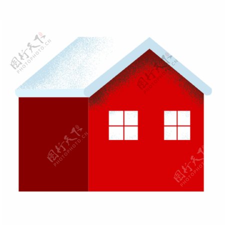 手绘卡通红色房屋元素