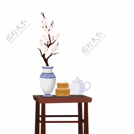桌子上的盆栽元素设计