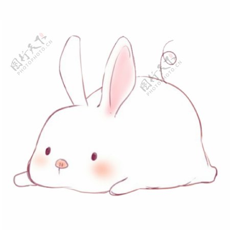白色可爱卡通小兔子png元素