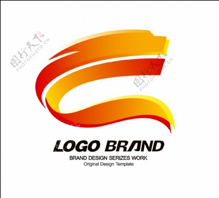 创意红黄祥龙飘带logo公司企业标志设计