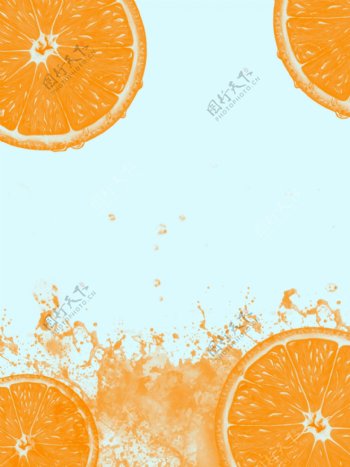 小清新橙子水果背景