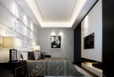 黑白新古典卧室设计图