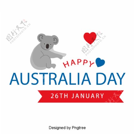 澳大利亚袋鼠蓝色红色考拉爱心爱国字体设计