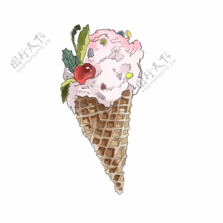 手绘夏季甜筒冰淇淋