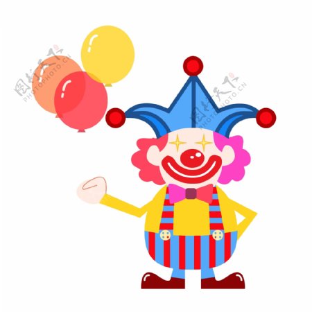矢量卡通可爱卖气球的小丑设计元素