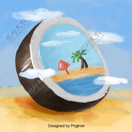 卡通手绘椰子图案