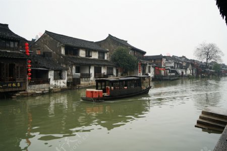 江南水乡西塘古镇的建筑和船