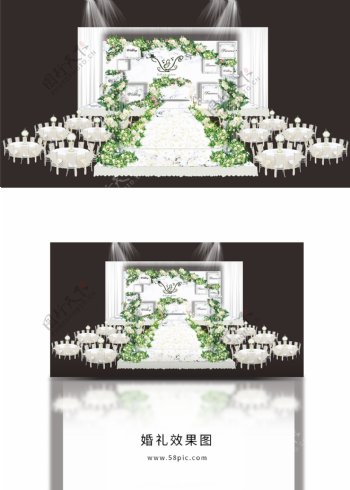 白绿小清新箱子婚礼效果图