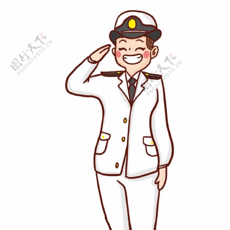 可爱开心的笑的海军军官