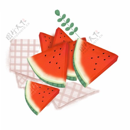红色西瓜水果插画png元素