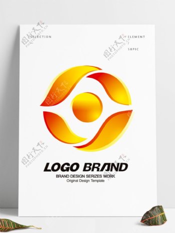 简约现代金色飘带公司标志LOGO设计