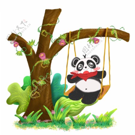 珍惜动物可爱卡通大熊猫原创手绘设计元素