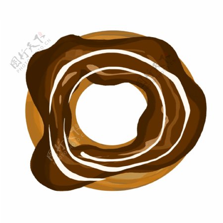 手绘棕色甜甜圈插画