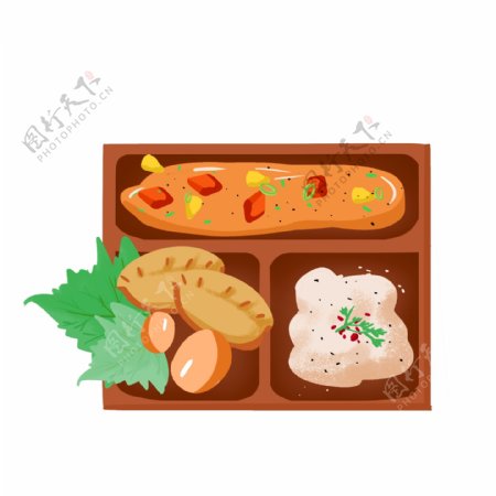 美味中式午餐手绘插画
