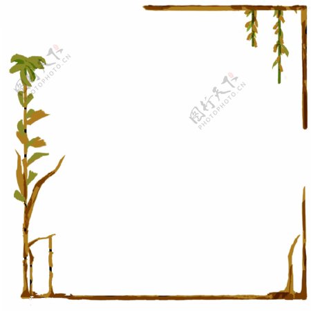 中国风竹叶植物边框