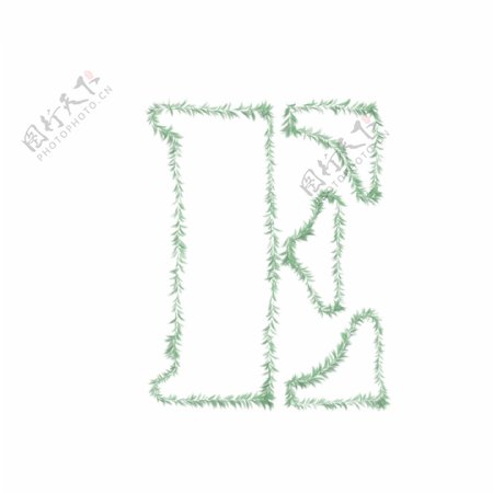 手绘设计树叶造型字母F