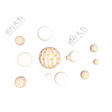 C4D立体粉金漂浮球装饰素材