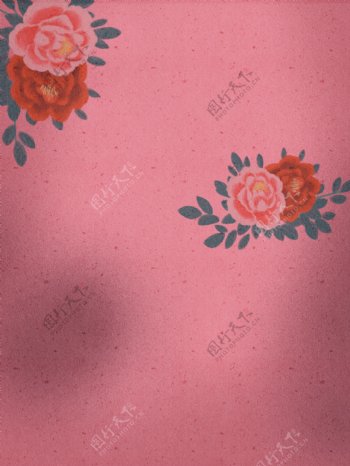 手绘牡丹花粉色背景素材