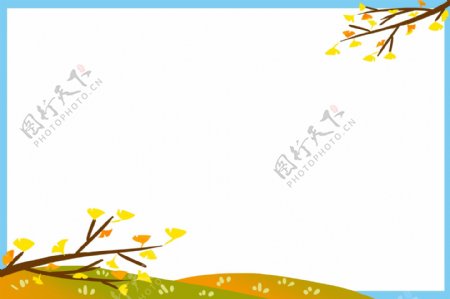 秋季树枝边框插画