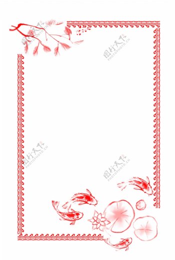 金粉红色底春节新年边框背景仿古纸