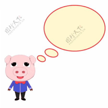 疑问的小猪对话框插画