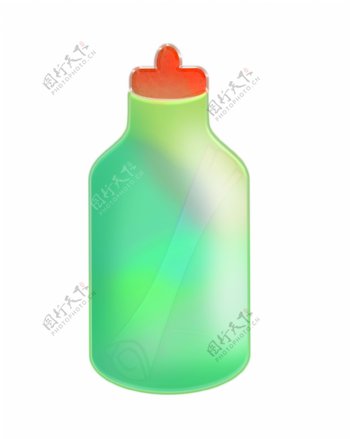 漂亮的绿色漂流瓶插画