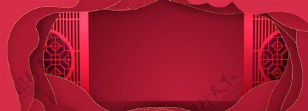 新中式红色新年金边质感背景