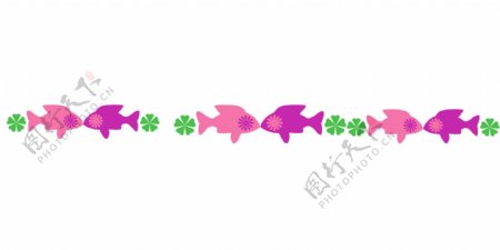 紫色小鱼分割线插画