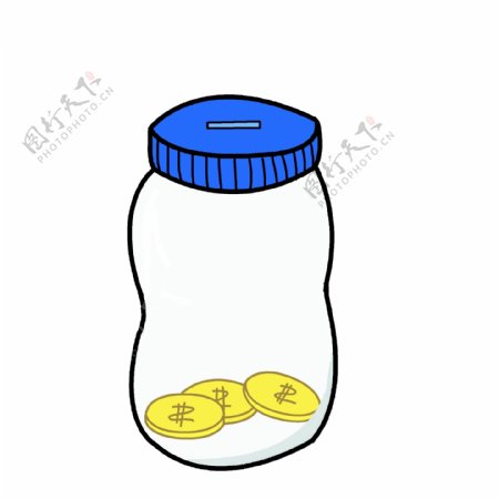 玻璃瓶子存钱罐插画