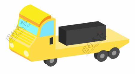 黄色的卡车装饰插画
