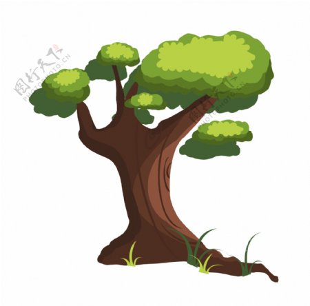 一棵绿色的大树插画