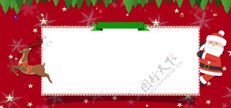 圣诞快乐红色可爱卡片卡通banner