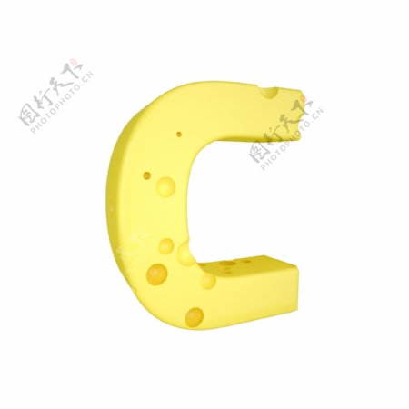C4D创意奶酪字母C装饰