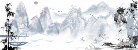 绘画古典中国风山水banner