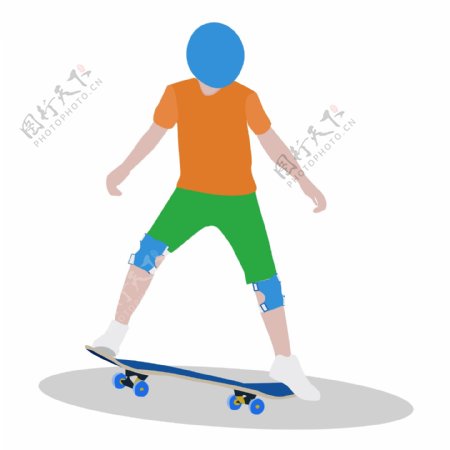 玩滑板的少年矢量素材