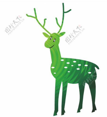 绿色炫光波纹梅花小鹿