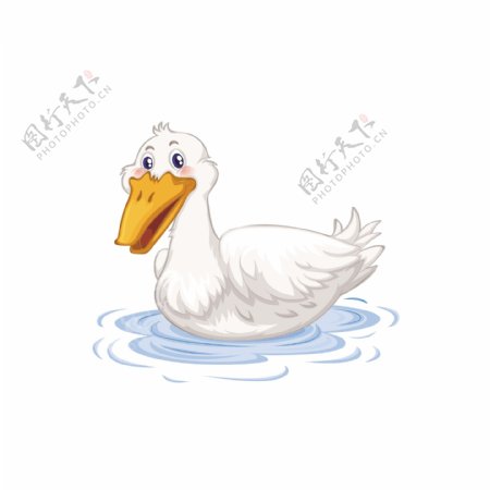 卡通浮游水上的白鸭子矢量素材